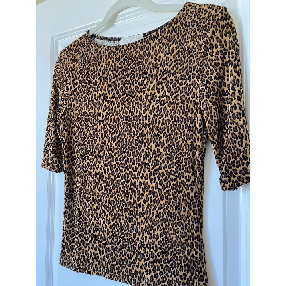 Express Leopard Animal Print Short Sleeve Top Size Medium